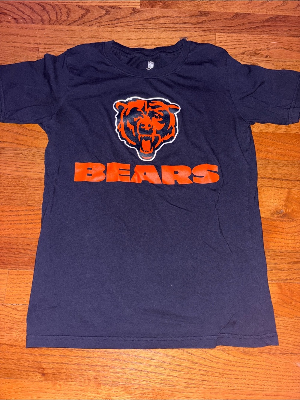 NFL Kids Navy Blue Chicago Bears Logo Tee with Orange Print